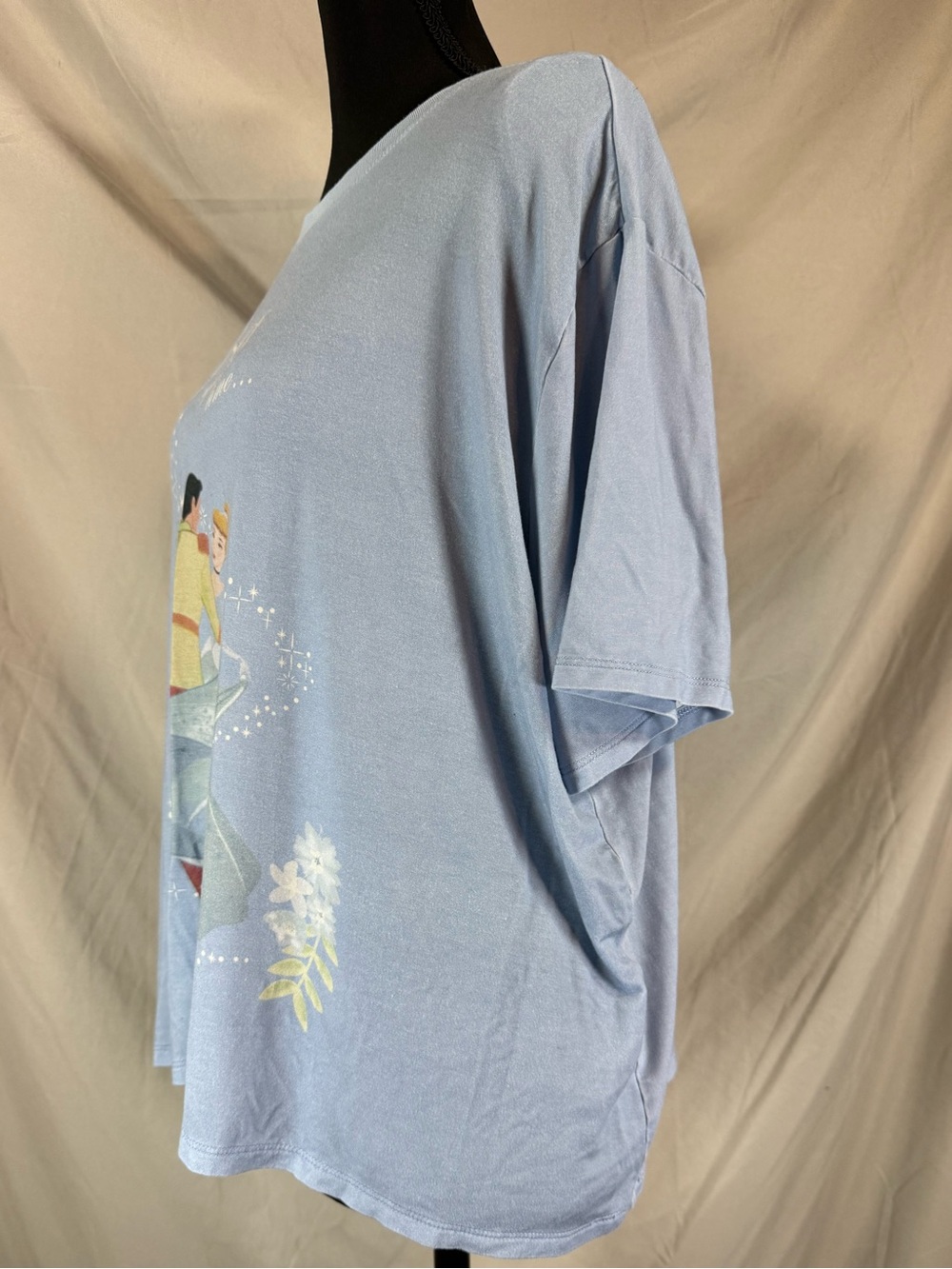 Disney Cinderella “Once Upon a Time” Graphic Stretchy Tee - Pale Blue - XL - Picture 3 of 4